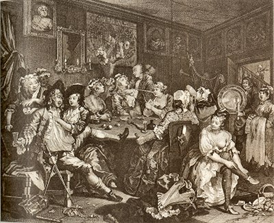 Die Orgie, Kupferstich, William Hogarth