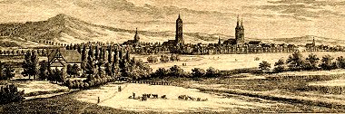 Stammbuchblatt: Maschmühle und Göttingen vom Hagen ab, Ernst Ludwig Riepenhausen