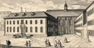 Stammbuchblatt: Der äußere Hof des Universitäts Collegii in Göttingen, G.D.Heumann, 1746/47